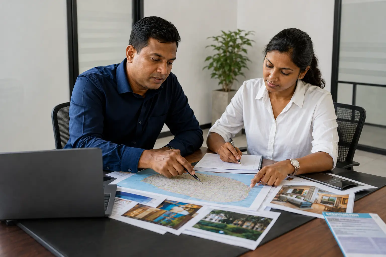 Finwin Travels staff planning a tour itinerary