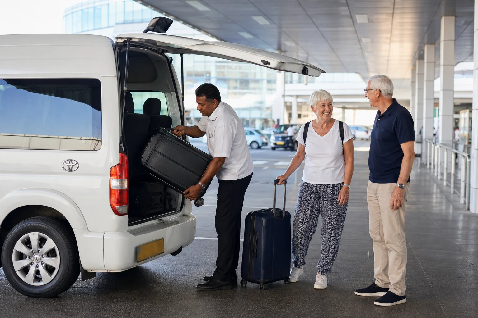 Finwin Travels driver loading luggage at the airport